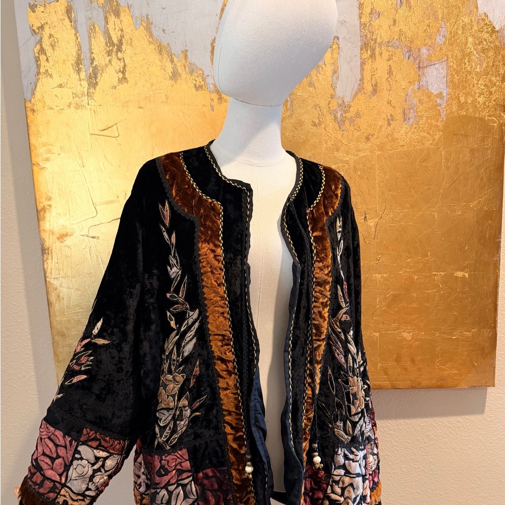 Stephanie Thomas Sport Velvet Embroidered  Patchwork Jacket